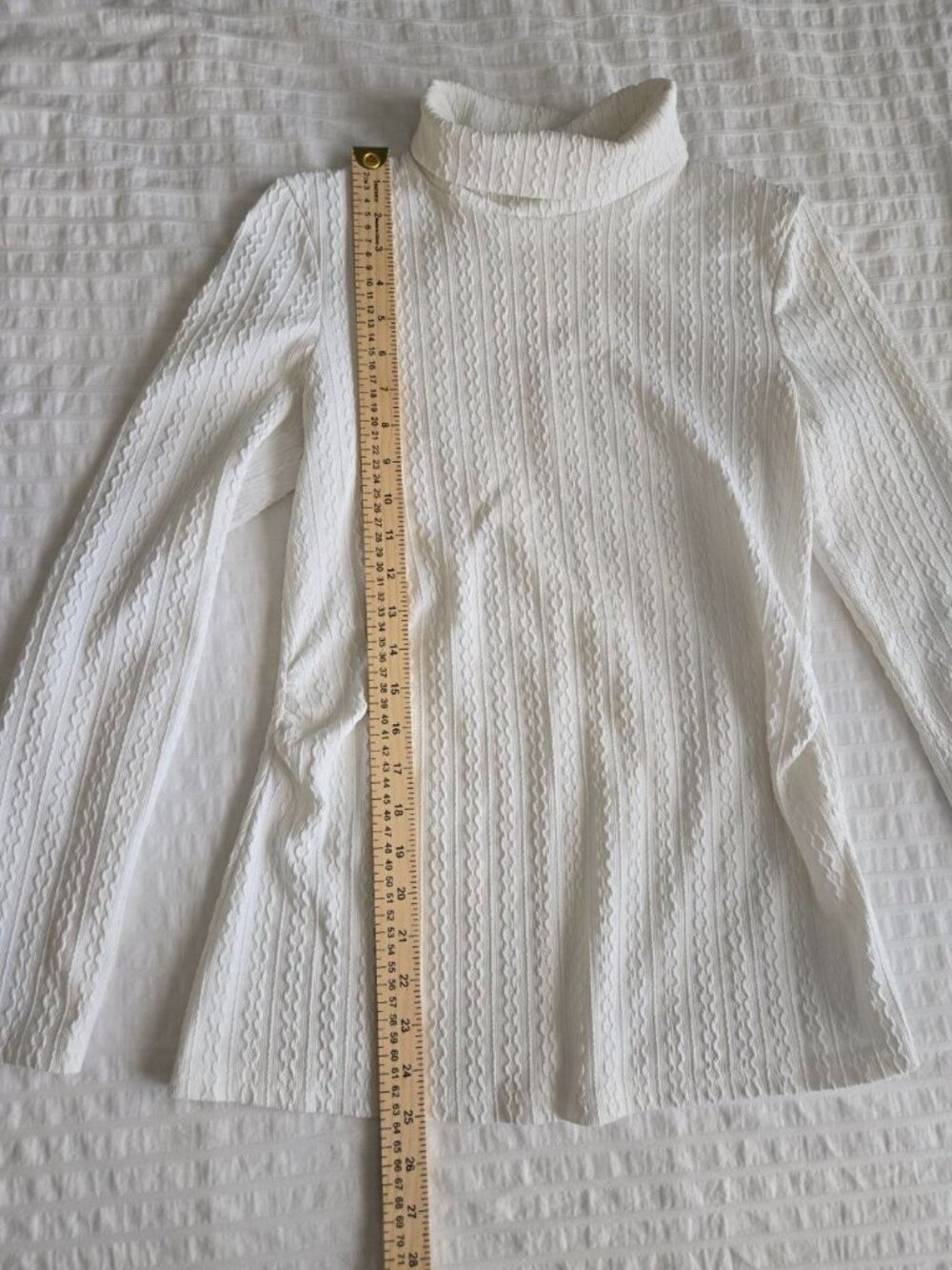 Maternity White Textured Turtleneck Top Size Small Long Sleeve Stretch - Picture 7 of 11